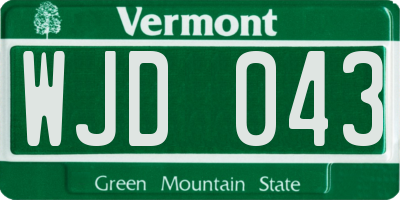 VT license plate WJD043