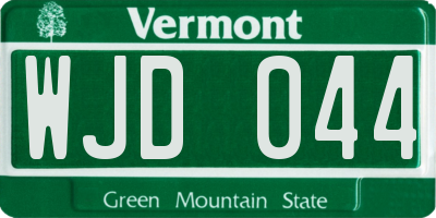 VT license plate WJD044