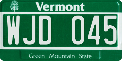 VT license plate WJD045