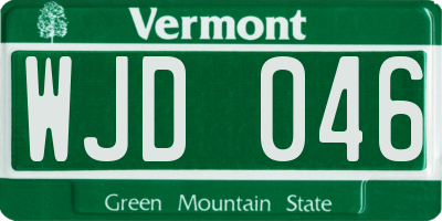 VT license plate WJD046
