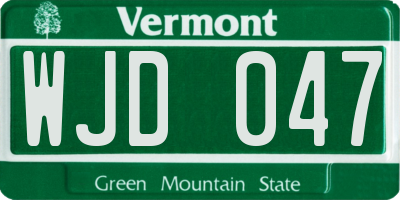 VT license plate WJD047