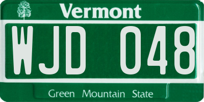 VT license plate WJD048