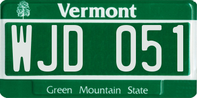 VT license plate WJD051