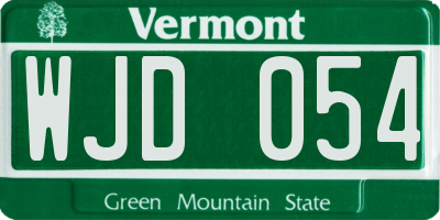 VT license plate WJD054