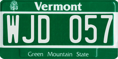 VT license plate WJD057