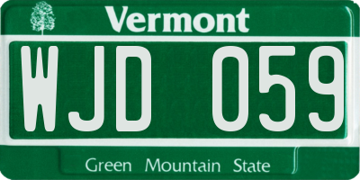 VT license plate WJD059