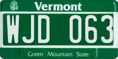 VT license plate WJD063