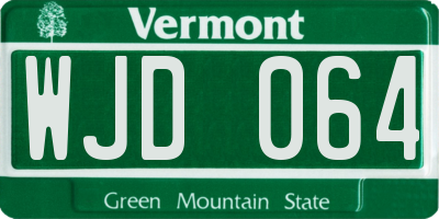 VT license plate WJD064