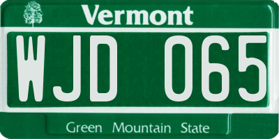 VT license plate WJD065