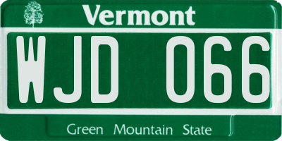 VT license plate WJD066