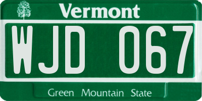 VT license plate WJD067