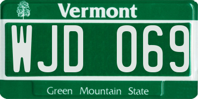 VT license plate WJD069