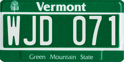 VT license plate WJD071