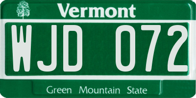 VT license plate WJD072