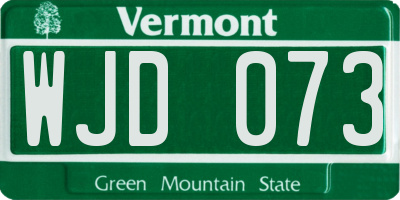 VT license plate WJD073