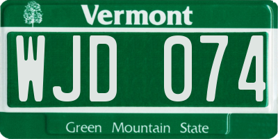 VT license plate WJD074