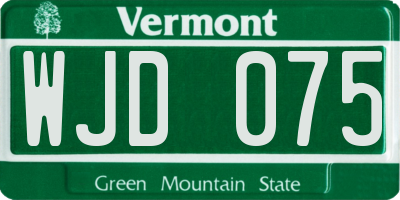 VT license plate WJD075