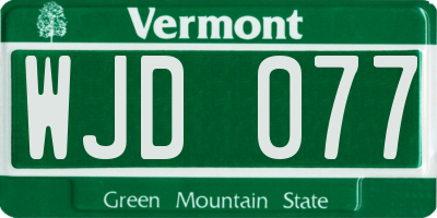 VT license plate WJD077