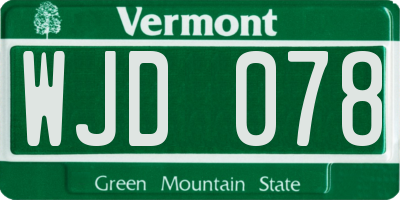 VT license plate WJD078