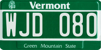 VT license plate WJD080
