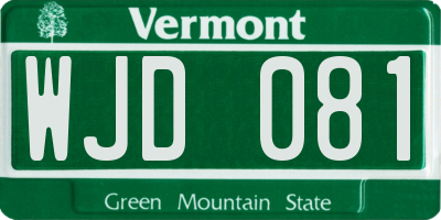 VT license plate WJD081