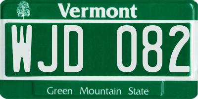 VT license plate WJD082