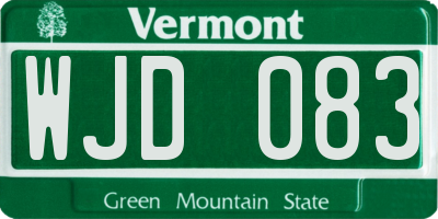 VT license plate WJD083
