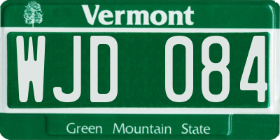 VT license plate WJD084