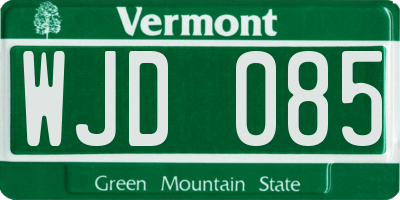 VT license plate WJD085