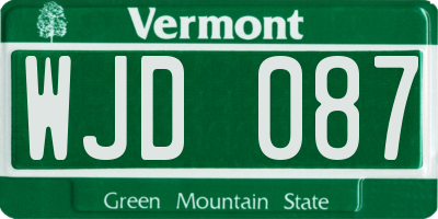 VT license plate WJD087