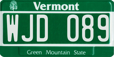 VT license plate WJD089