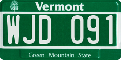 VT license plate WJD091