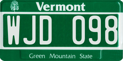 VT license plate WJD098