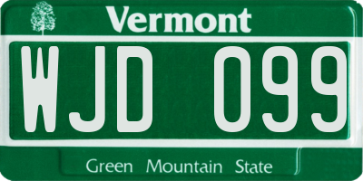 VT license plate WJD099
