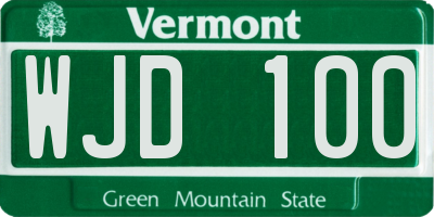 VT license plate WJD100