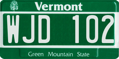 VT license plate WJD102