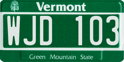 VT license plate WJD103