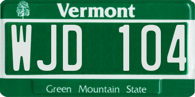 VT license plate WJD104
