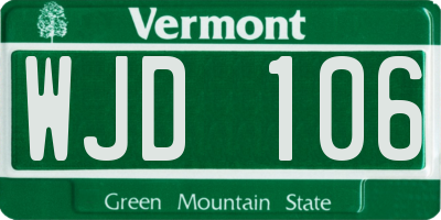 VT license plate WJD106