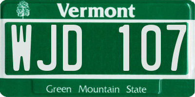 VT license plate WJD107