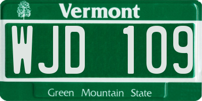 VT license plate WJD109