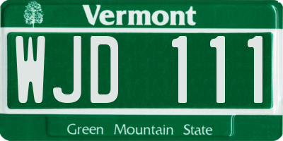 VT license plate WJD111