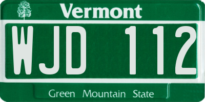 VT license plate WJD112