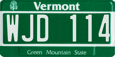 VT license plate WJD114