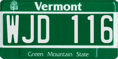 VT license plate WJD116