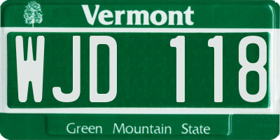 VT license plate WJD118