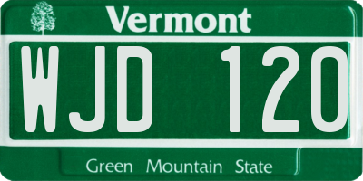 VT license plate WJD120
