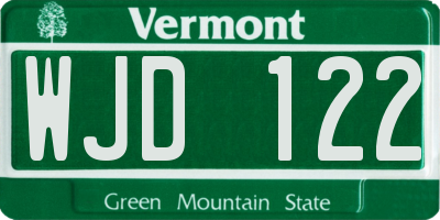 VT license plate WJD122