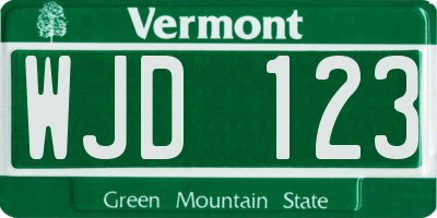 VT license plate WJD123
