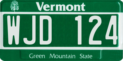 VT license plate WJD124
